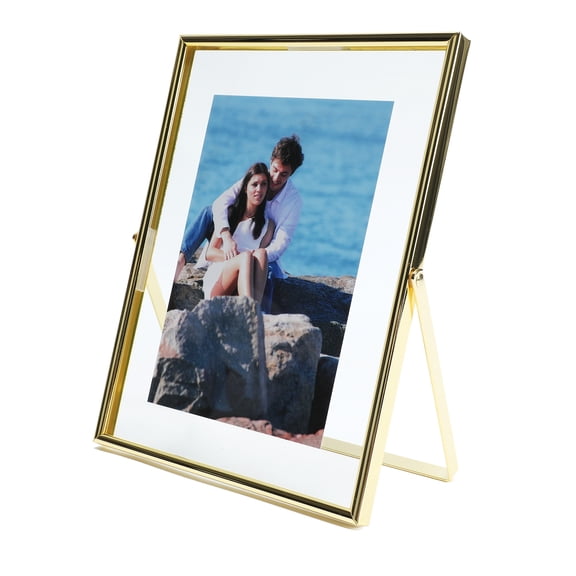 AhaGo 6x8 Gold Floating Picture Frame, Vertical, for Photo 5x7, 4x6, 3x5,  Tabletop Shelf Photo Frame