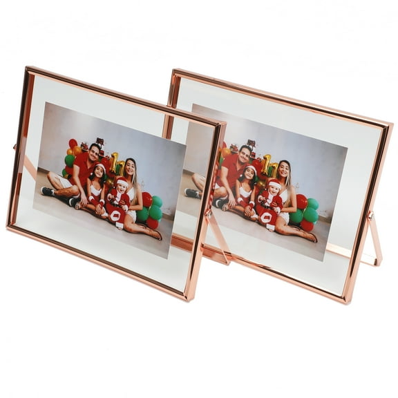 AhaGo 6x8 Rose Gold Floating Picture Frame, 2 Set, Horizontal, For Photo 6x8, 5x7, 4x6, Classy For Festival, Wedding