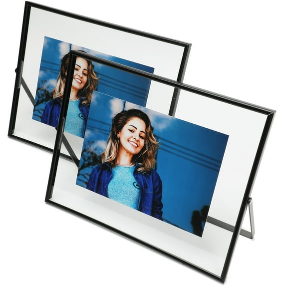 AhaGo 8x10 Black Floating Picture Frame, 2 Set, Horizontal, For Photo 8x10, 7x9, 6x8,Classy For Festival, Wedding