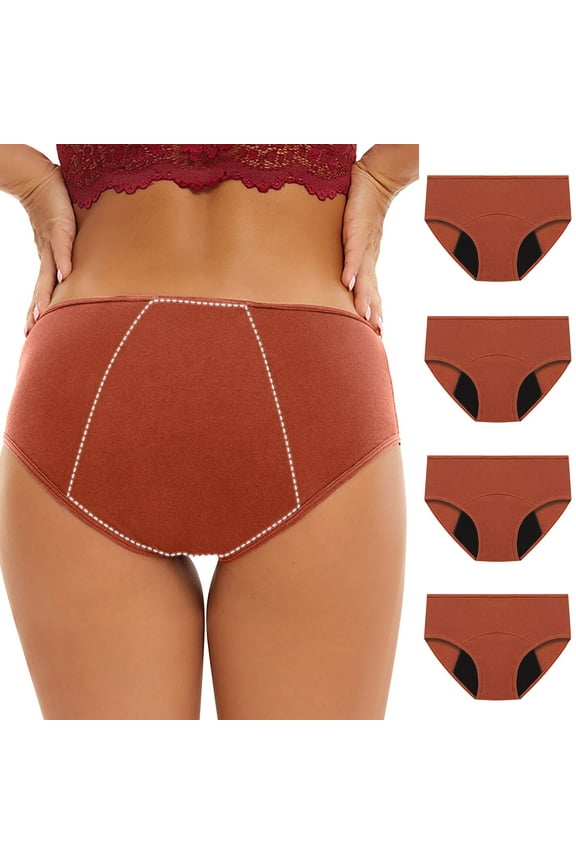 Womens Panties Cotton 4Pc Women's Menstrual Leak Proof Menstrual Panties Cotton Women's Physiological Underpants Leak Proof Panties