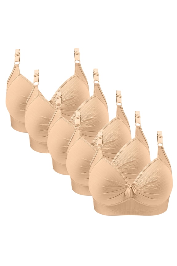 Full Coverage Wireless Bras for Women Seamless Design with Underwire Curve Bra Gathered Underwear 5 Pc