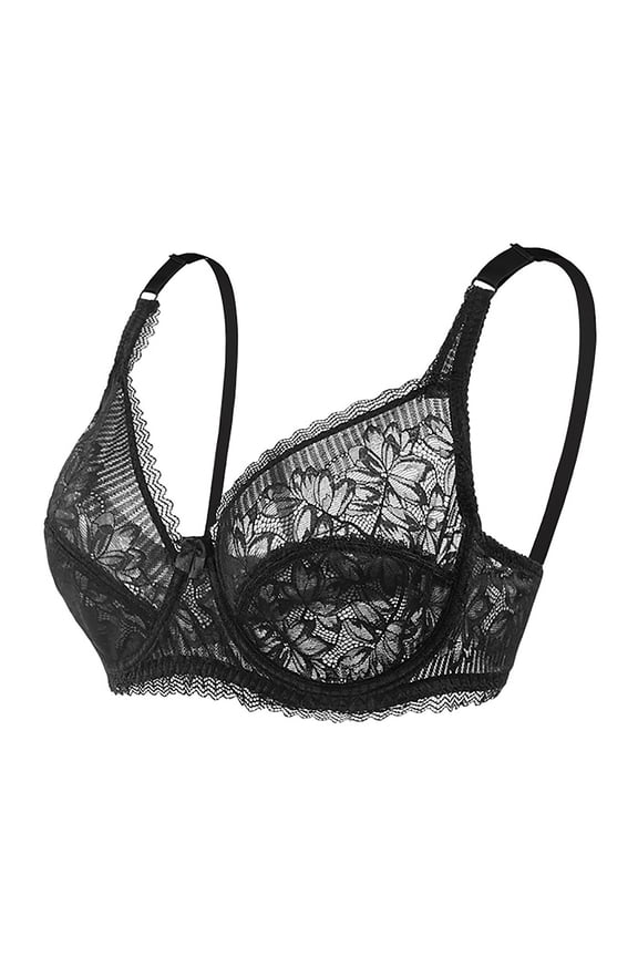 Adjustable Lace Bra for Women, Steel Rim Support, Thin Padded Cups, Breathable Mesh Panels, Hook-and-Eye Back Closure, Seamless Underwire Style