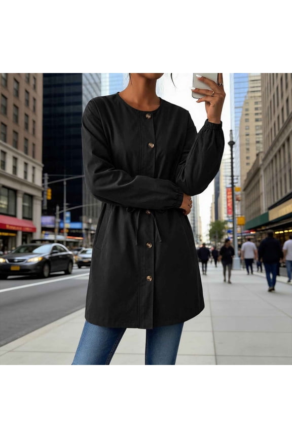 All Weather Coats for Women, Loose-Fitting Twill Trench Coat for Spring and Summer Commutes