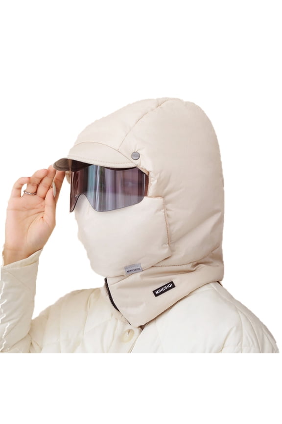 Men's Winter Hat,Thick Velvet Windproof Hood with Ear Protection for Riding