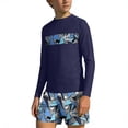 thumbnail image 1 of Ahabrexf Boys Long Sleeve Upf 50+ Skin-Guard Swim Shirt and Shorts Set Hawaiian Printed 2-Pc Swimsuit for Summer Beach Vacation, 1 of 9