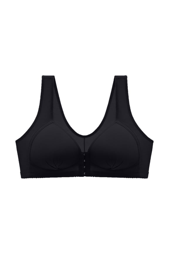Bra for Women, Wireless No-Steel-Ring Style with Front Buckle Closure, Breathable Nylon Fabric, Removable Padding, Wide Side Coverage, U-Shape Back