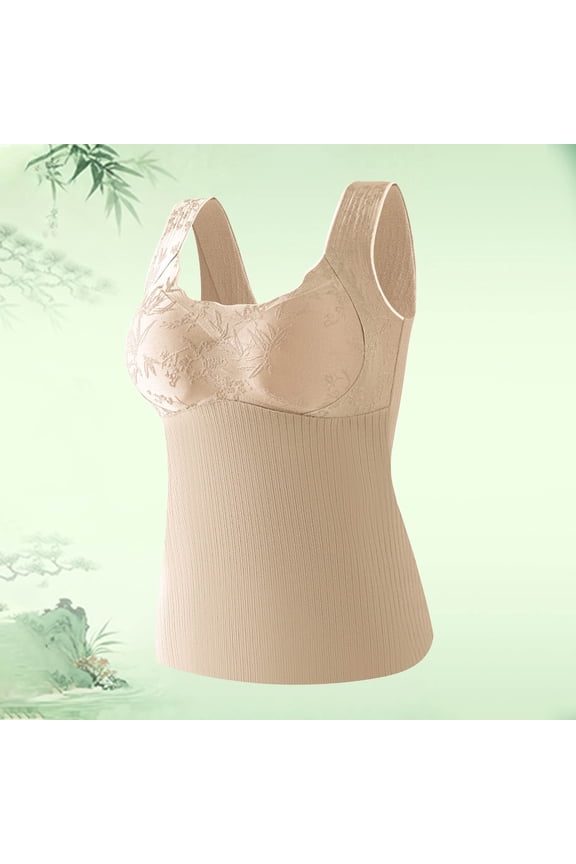 Bras for Women, Thermal Bra Lace Backless Removable Pads Fleece Base Layer Top