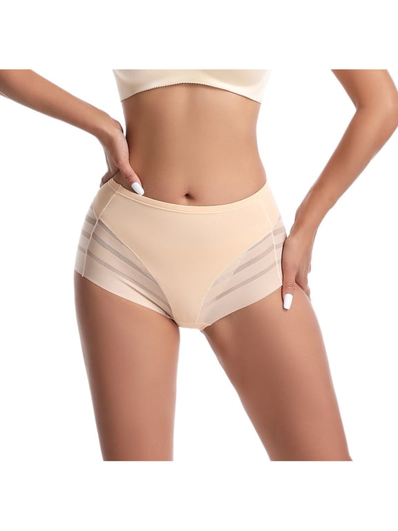 Breathable Mesh Lace Briefs for Women, Mid-Waist, High Elastic, Large Size, Nylon Fabric, All-Season Daily Wear