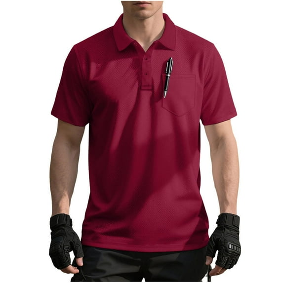 Ahabrexf Casual Short Sleeve Button Down Shirt for Men with Pocket, Polyester, Turn Down Collar Loose Fit