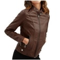 thumbnail image 1 of Ahabrexf Sleepwear for Women, Collar Neck Summer Outwear Pocket Zipper Faux Leather Tops, 1 of 8