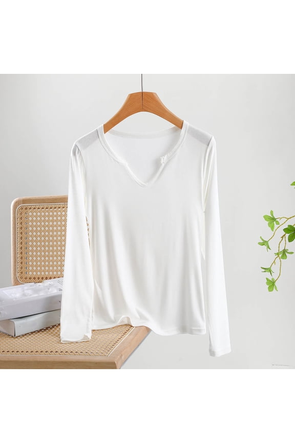 Womens Winter Coats, Casual Colored Long Sleeve V-Neck Undershirt Top for Layering