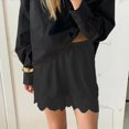 thumbnail image 1 of Ahabrexf Casual Shorts for Women,Fashionable Lace and Satin Elastic Waist Sleepwear Home Shorts with Flat Hem, 1 of 5