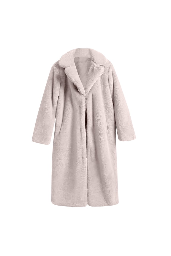 Faux Fur Coat, Women's Thick Patchwork Medium Length Outerwear with Added Velvet