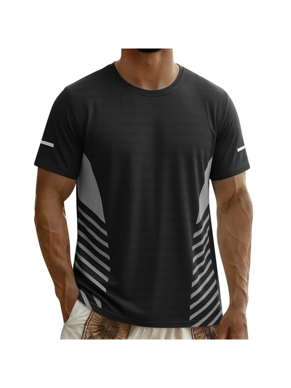 Cooling Shirt for Men Ice Silk Fabric Short Sleeve Summer Thin Quick Dry Breathable Loose Fit Top