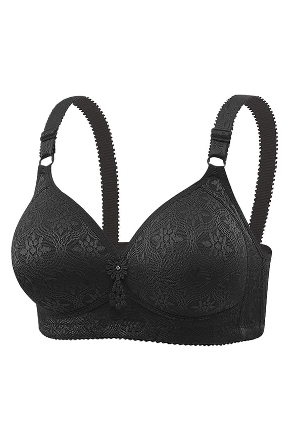 Daily Bra for Women, Natural Fiber Mixed Breathable Non-Steel Ring Style with Gathered Front and Middle Button Closure, Four-Season Comfort