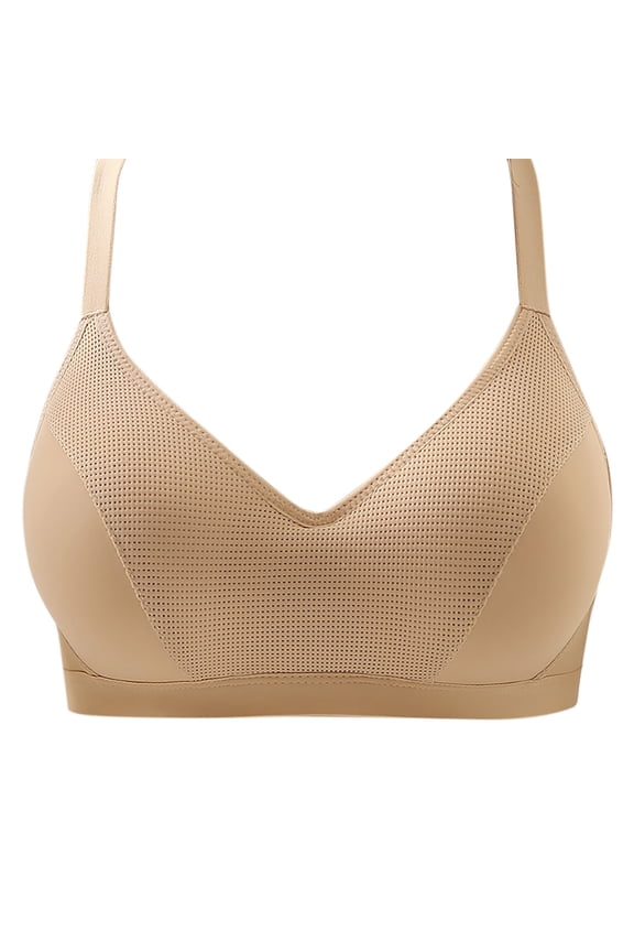 Daily Bra for Women, Natural Fiber Mixed BreathableBrawith Gathered Front and Middle Button Closure, Non-Steel Ring Style