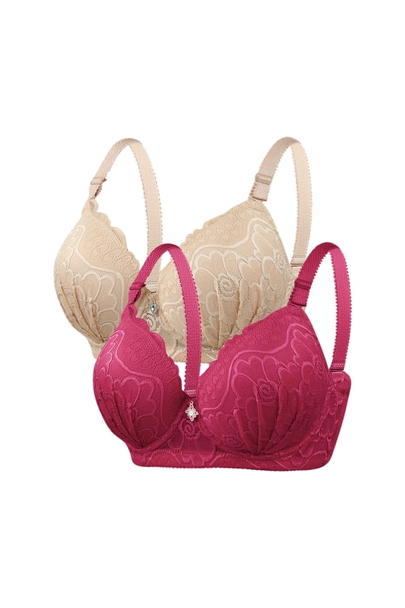 Daily Bra for Women, Steel Ring Support with Oversized Gathering Style, Polyester Fabric, Seamless Edge, Soft Cup Lining, Adjustable Strap