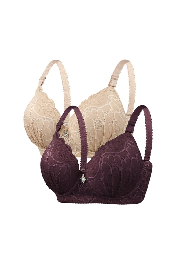 Daily Bra for Women, Steel Ring Support with Oversized Gathering Style, Polyester Fabric, Seamless Edge, Soft Cup Lining, Adjustable Strap