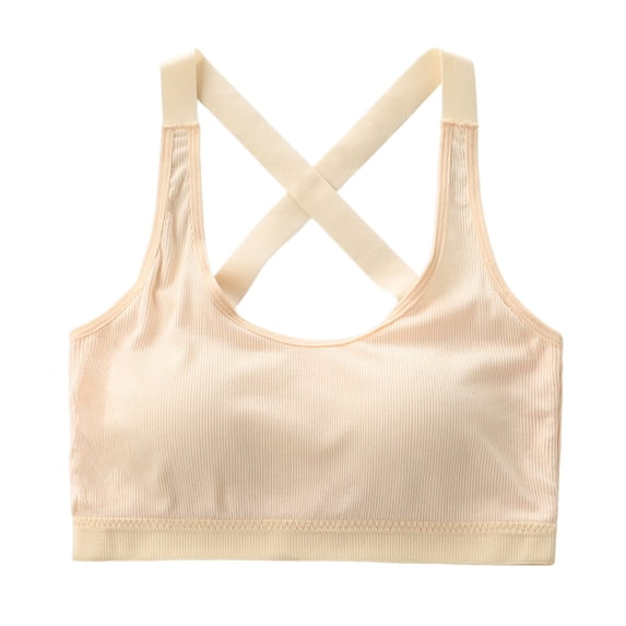 Ahabrexf Developmental Stage Sports Bra Built-In Pads Pullover Style Suitable for Girls