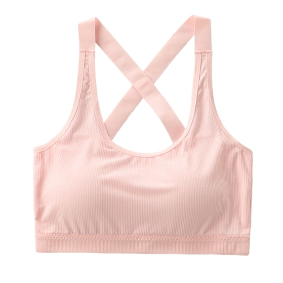 Ahabrexf Developmental Stage Sports Bra Built-In Pads Pullover Style Suitable for Girls