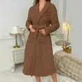 thumbnail image 1 of Ahabrexf Blouses for Women, Fashion Casual Solid Long Sleeve Loose Warm Robes Faux Velvet Sleepwear Nightgown Dress, 1 of 7