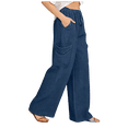 thumbnail image 1 of Ahabrexf Elastic Waist Dress Pants for Women Straight Leg, Imitation Denim Loose Fit Solid Color with Drawstring and Large Pocket, 1 of 5