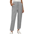 thumbnail image 1 of Ahabrexf Elastic Waist Pants for Women, Olive Green Tapered Joggers with Pockets and Adjustable Drawstring, Full Length Pants, 1 of 5