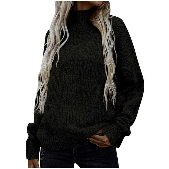 Ahabrexf Turtleneck Sweater, Fall Fashion Women Casual Comfortable Long Sleeve Knit Top