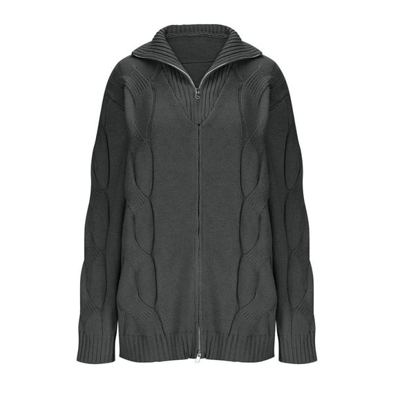 Ahabrexf Men Jacket Winter, Fashion Solid Color Stand up Collar Knitted Cardigan Sweater