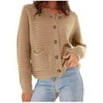 thumbnail image 1 of Ahabrexf Winter Coats for Women, Fashion Solid Color Button Long Sleeve Sweater Cardigan Blouse, 1 of 3