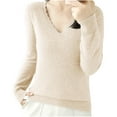 thumbnail image 1 of Ahabrexf Sweaters for Women Casual, Fashion Semi High Neck Solid Color Loose Base Knitted Pullover, 1 of 4