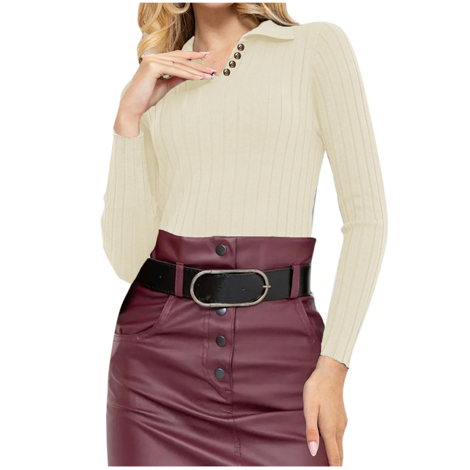 Ahabrexf Sweaters for Women Fashion Women's Casual V-Neck Long Sleeves ...