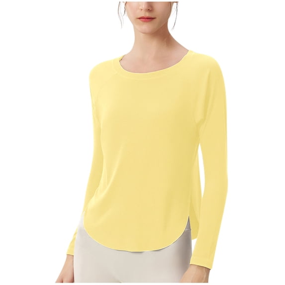 Ahabrexf Women's Tank Tops, Summer Round Neck Long Sleeve Comfy Regular Top