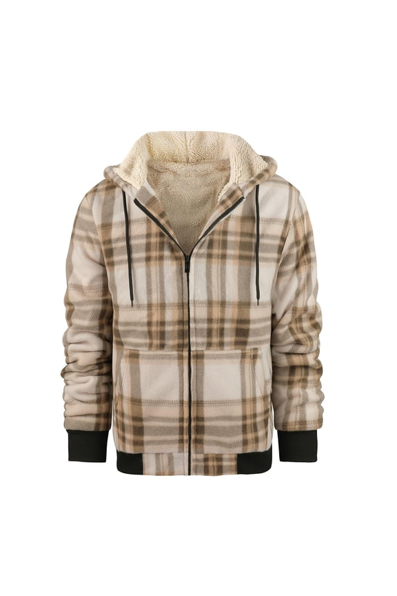 Men's Plaid Jacket, Buffalo Check Fleece Warm Long Sleeve Casual Shirt and Outerwear