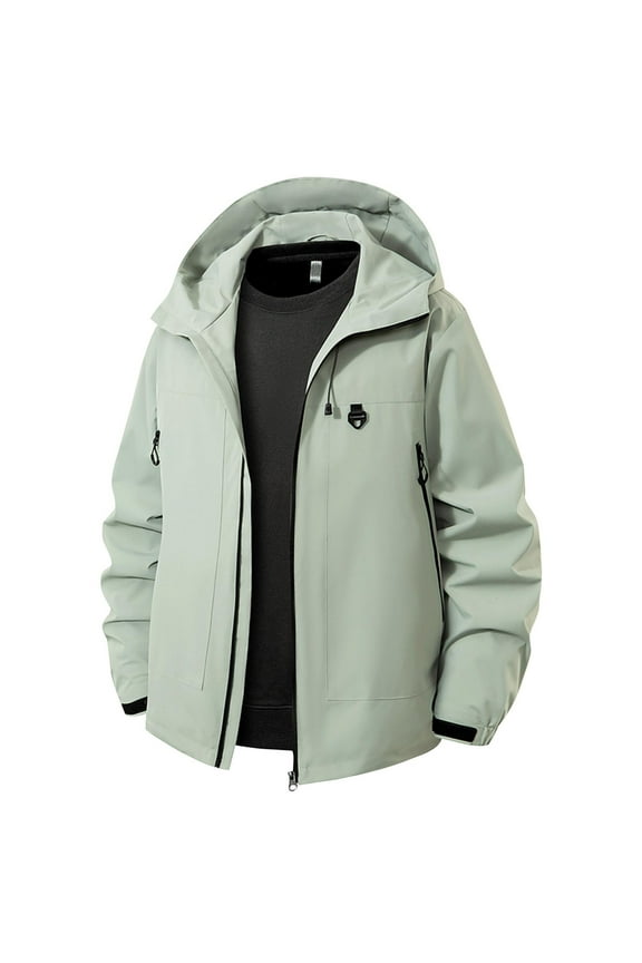 Mens Shirts Casual, Windproof Waterproof Hooded Fleece Jacket for Mountaineering and Outdoor