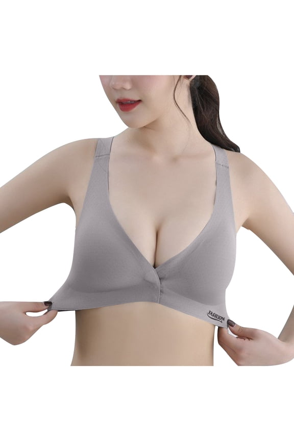 Front Buckle Bra for Women, Gathered Detail, Nylon Fabric, Adjustable Strap, Seamless Style, Soft Support