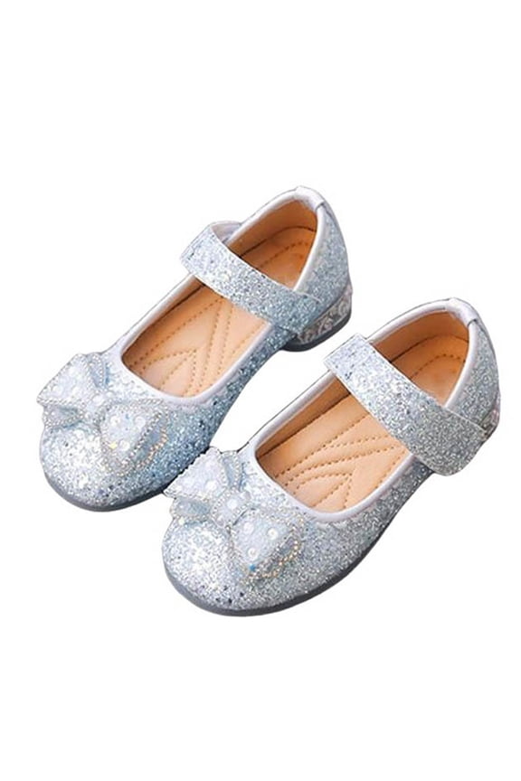 Generic Girls Dress Shoes Crystal Bow Rhinestone Princess Performance Dance Pumps for Wedding Party Summer