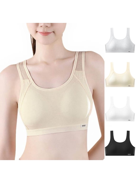 Girls Cotton Training Bra Soft Breathable Cami Bra for Tween Girls Ages 10-16 Everyday Wear Sports Bra Youth Puberty Underwear Cute Solid Color