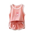 Ahabrexf Girls Short Sets Kids Rabbit Print Round Neck Sleeveless Top ...