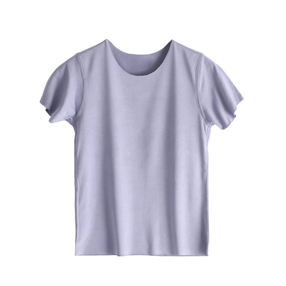 Ahabrexf Girls Tops Size 7-8 Solid Color Soft Ice Silk Short Sleeve Breathable Quick Dry Casual Shirts for Summer
