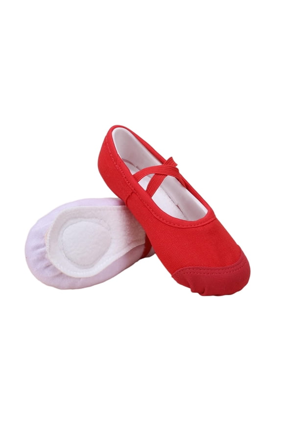 Girls Velvet Toe Dance Shoes Soft Sole Practice Ballet Shoe Tying Practice for Girls Slip On