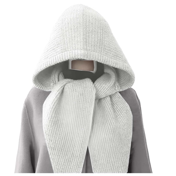 Ahabrexf Hat and Scarf Set for Women,Winter Solid Color Knitting Ear Protection Hooded Balaclava