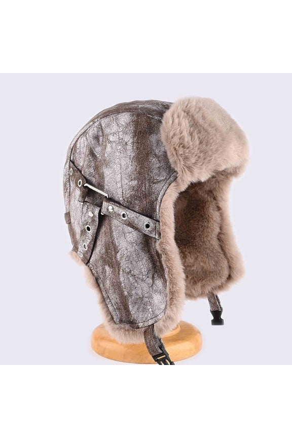 Hat with Ears,Unisex Solid Color Post-Apocalyptic Faux Snap Button Outdoor Cycling Windproof Thickened Protection Cap