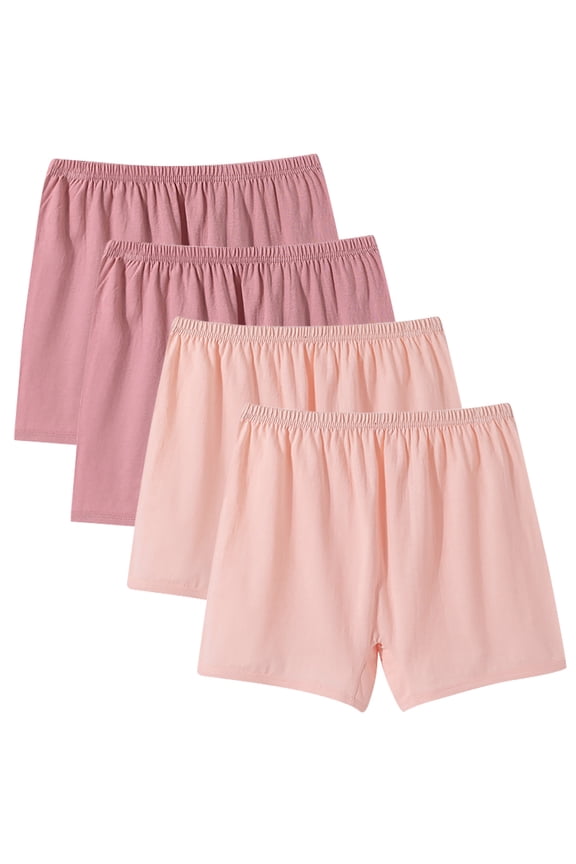 High Waist Abdominal Control Underpants for Women, 4-Piece Solid Color Cotton Spandex Mix, Four-Cornered Design, Breathable Mesh Panels, Seamless Edges, Machine Washable