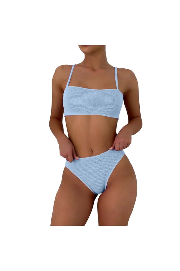 High Waist Bikini Set for Women 2 Pc Swimsuit Nylon Spandex Beach Swimwear
