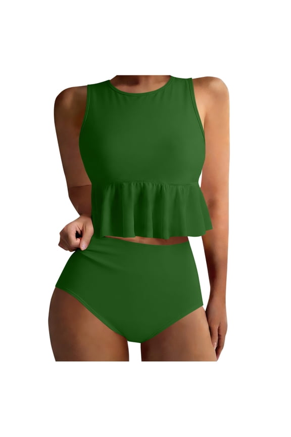 High Waist Bikini Sets for Women Floral Print Nylon Spandex Swimsuit with Removable Padding