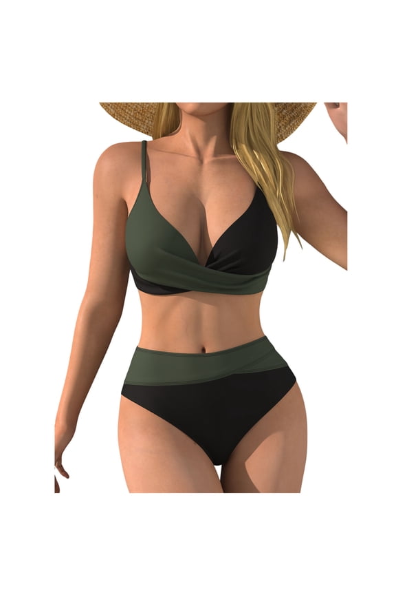 High Waist Bikini Sets for Women Solid Color Surf Suit Swimsuit1Pc Regular Length 1 Set