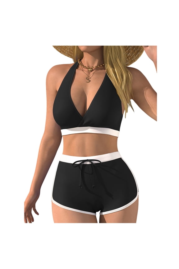 High Waist Bikini Sets for Women Solid Color Swimsuit Nylon Surf Suit1Pc Regular