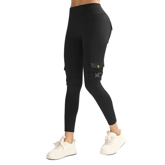 Ahabrexf High Waisted Yoga Pants for Women with Pockets, Stretch Workout Fitness Pants, High Waist Tummy Control Leggings, 1 PC