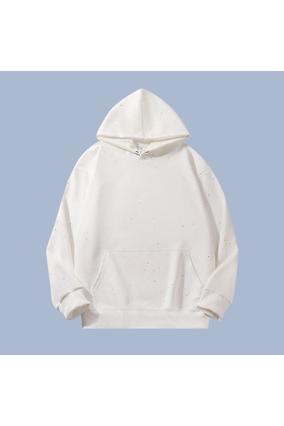 Hoodie for Men, Solid Color Long Sleeve Hooded Sequin Pullover Hoodie